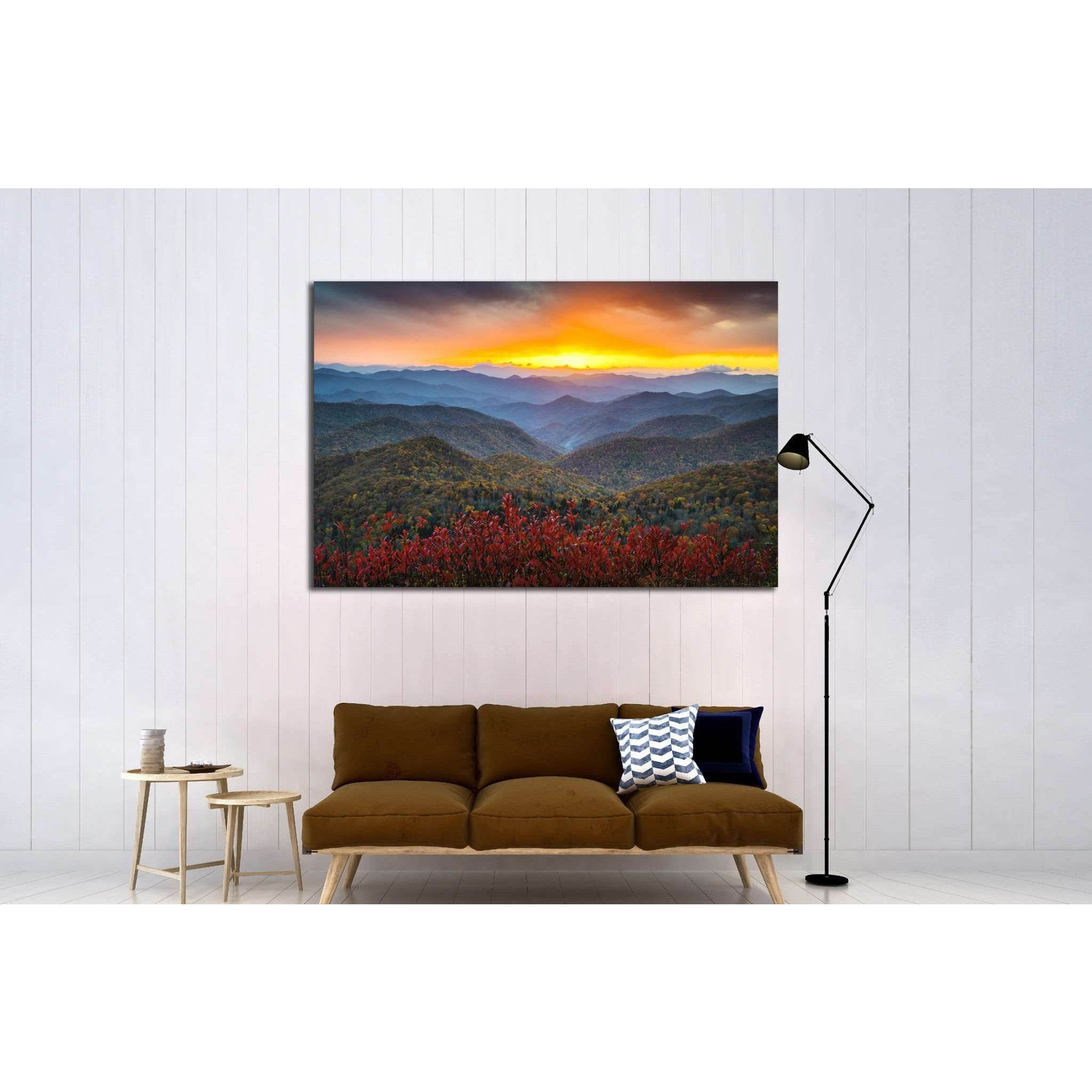 Blue Ridge Parkway Appalachian Mountains Sunset Western NC Scenic Landscape №1963 Ready to Hang Canvas Print
