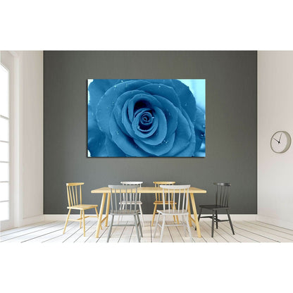 Blue rose in rain - Flower of red rose under a deform glass №2570 Ready to Hang Canvas Print - Zellart Canvas Prints ALL_Products, s-2570