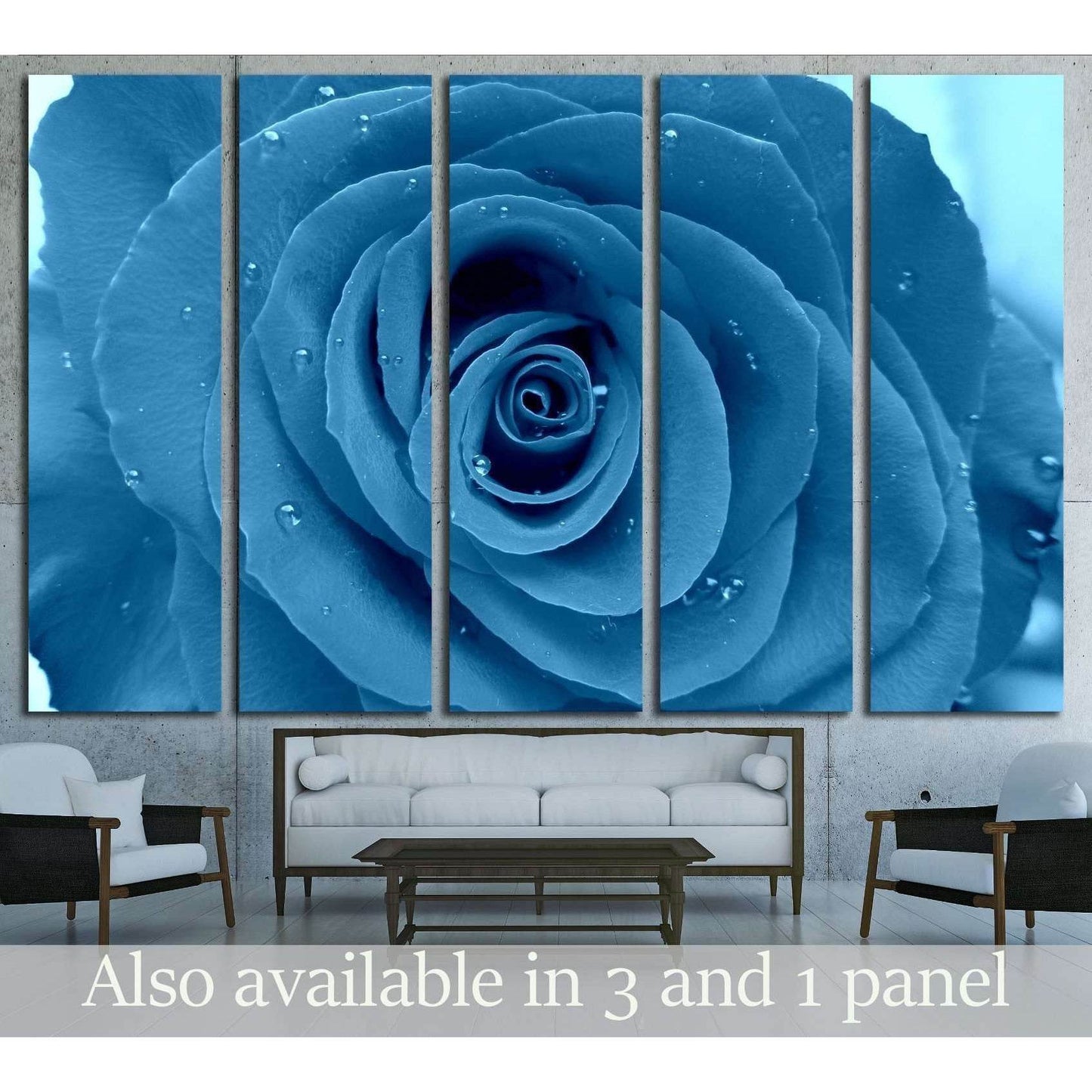 Blue rose in rain - Flower of red rose under a deform glass №2570 Ready to Hang Canvas Print - Zellart Canvas Prints ALL_Products, s-2570