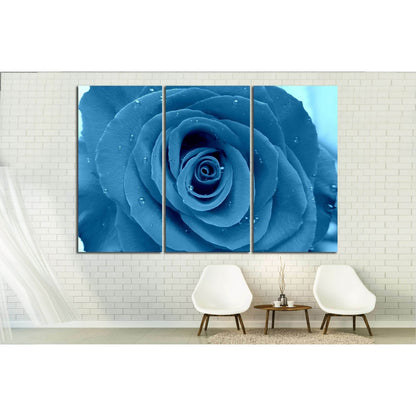 Blue rose in rain - Flower of red rose under a deform glass №2570 Ready to Hang Canvas PrintCanvas art arrives ready to hang, with hanging accessories included and no additional framing required. Every canvas print is hand-crafted, made on-demand at our w