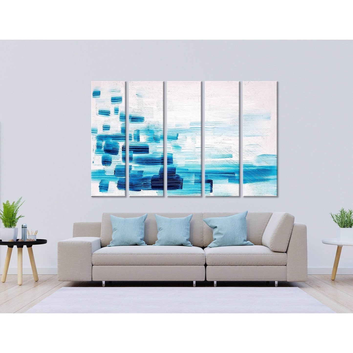 Blue Sea Waves Abstract №04260 Ready to Hang Canvas Print - Zellart Canvas Prints ALL_Products