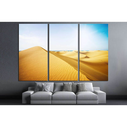 Blue sky and sand dunes. Canary islands, Maspalomas. The sea on the horizon. №3077 Ready to Hang Canvas Print - Zellart Canvas Prints ALL_Products, s-3077