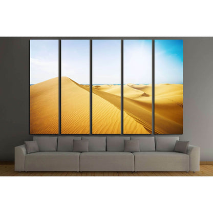 Blue sky and sand dunes. Canary islands, Maspalomas. The sea on the horizon. №3077 Ready to Hang Canvas Print - Zellart Canvas Prints ALL_Products, s-3077