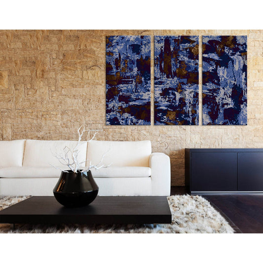 Blue, White And Brown Abstract №04318 Ready to Hang Canvas Print - Zellart Canvas Prints ALL_Products