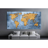 Blue World Map №1489 Ready to Hang Canvas Print