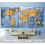 Blue World Map №1489 Ready to Hang Canvas Print