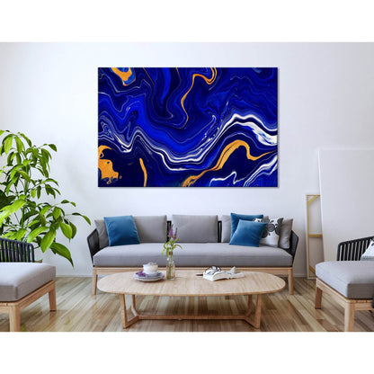 Blue, Yellow And White Anomaly Abstract №04403 Ready to Hang Canvas Print - Zellart Canvas Prints ALL_Products