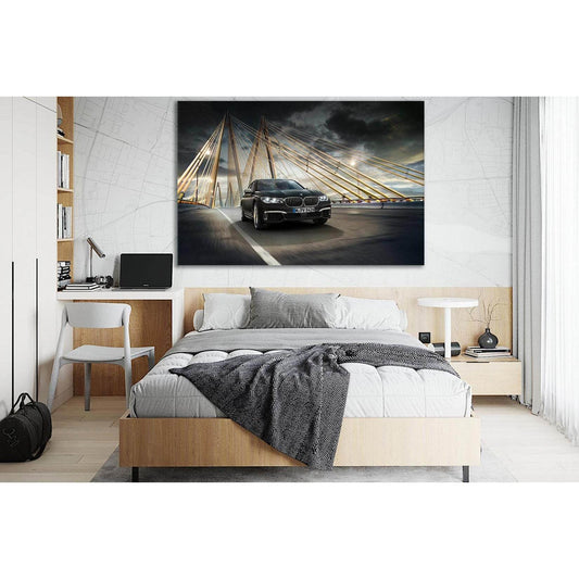 BMW On The Bridge №SL1138 Ready to Hang Canvas Print - Zellart Canvas Prints 0new, ALL_Products, Bridges Wall Art