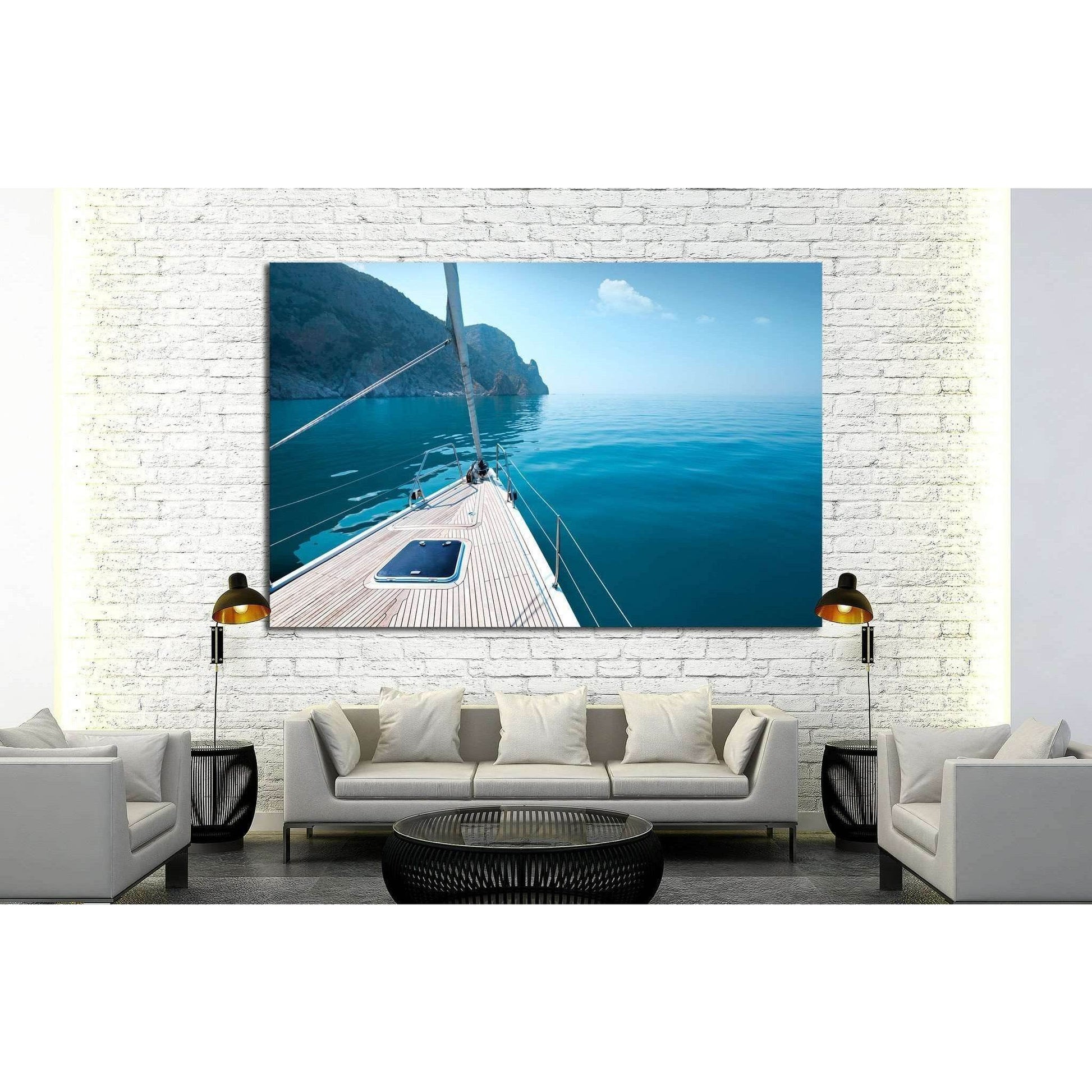 boat floats near the shore №1407 Ready to Hang Canvas Print - Zellart Canvas Prints ALL_Products, s-1407