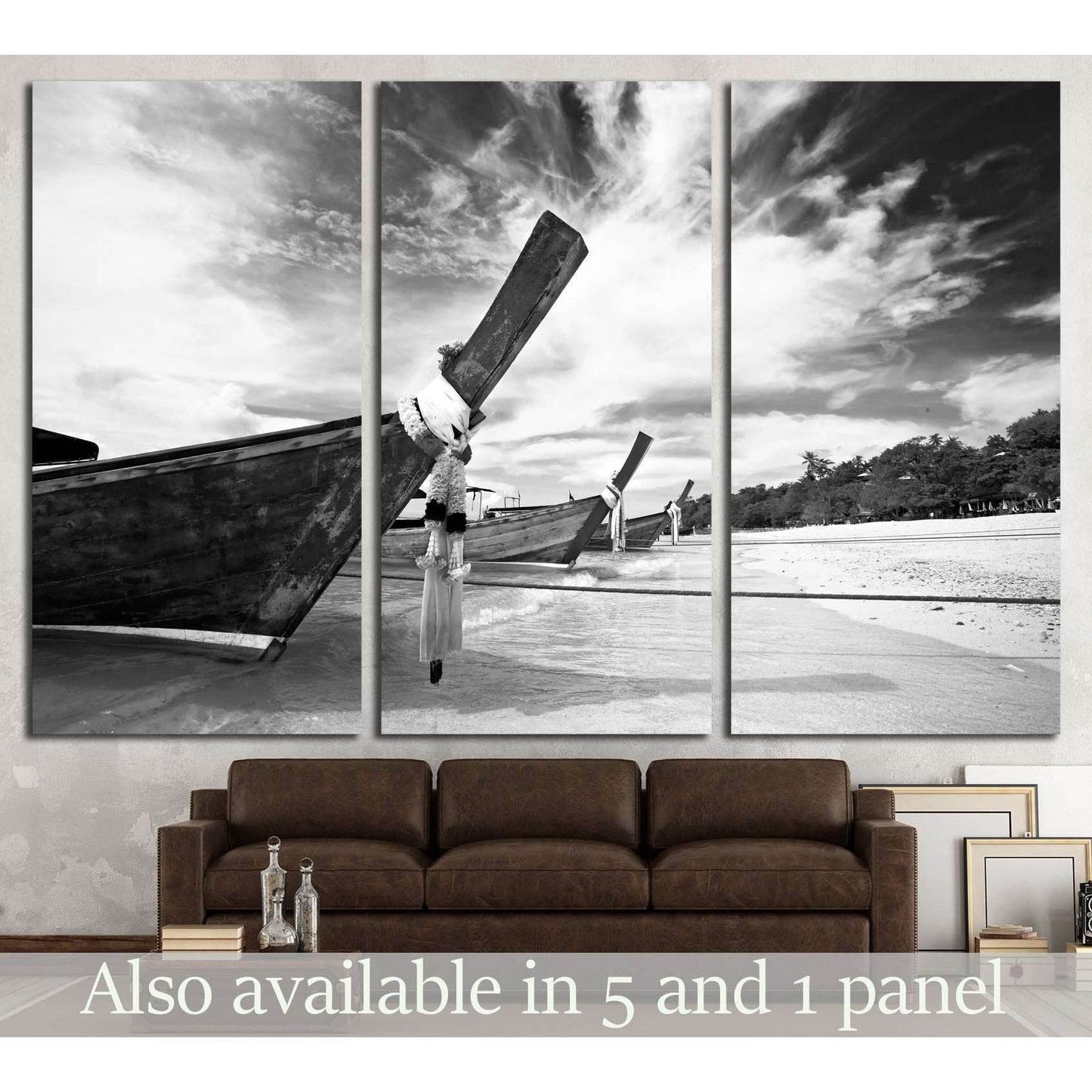 Boat in the tropical sea. Phi Phi island. Thailand №2668 Ready to Hang Canvas Print - Zellart Canvas Prints ALL_Products, s-2668