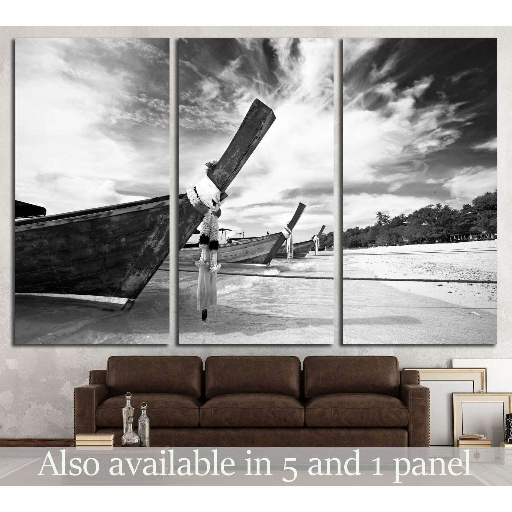 Boat in the tropical sea. Phi Phi island. Thailand №2668 Ready to Hang Canvas Print - Zellart Canvas Prints ALL_Products, s-2668