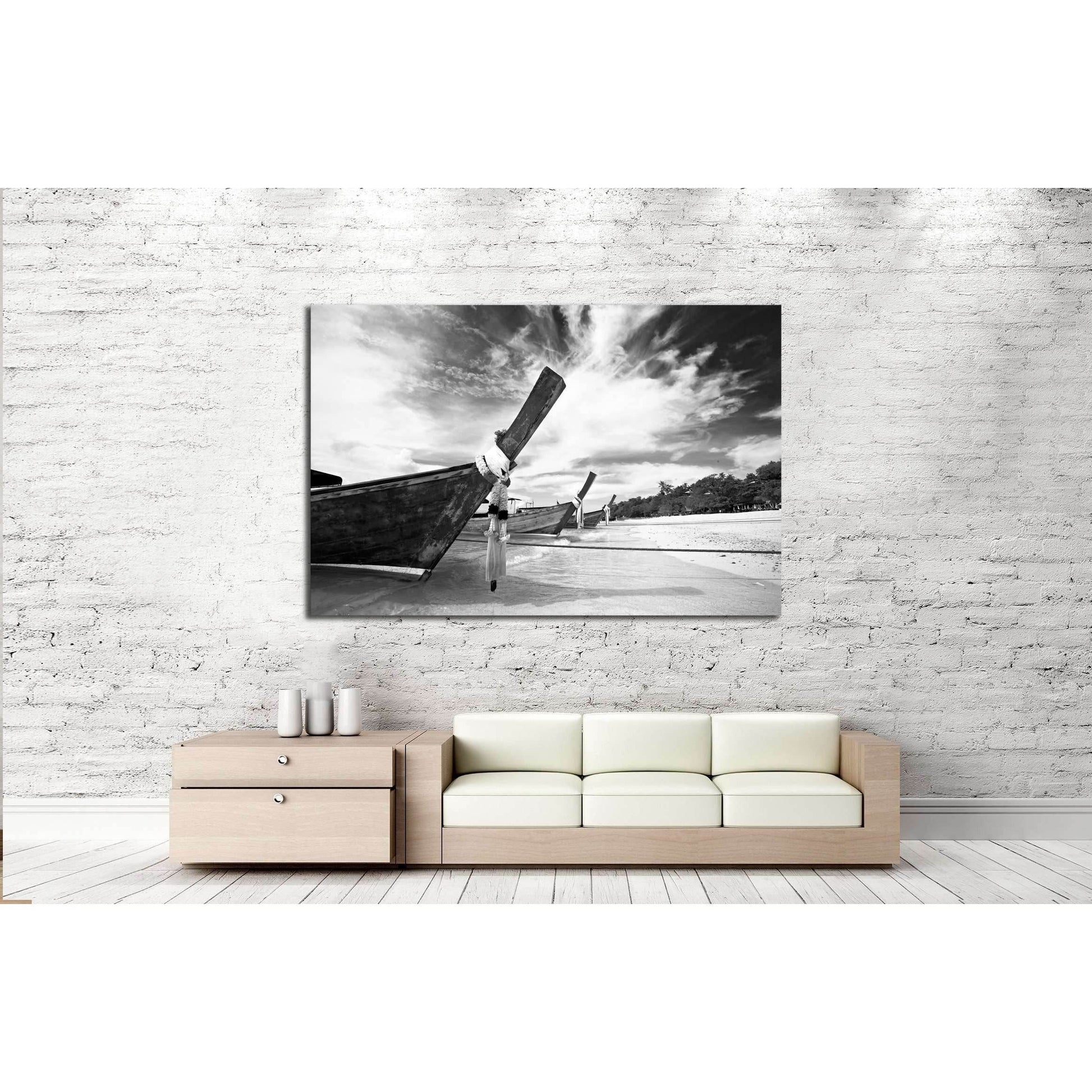 Boat in the tropical sea. Phi Phi island. Thailand №2668 Ready to Hang Canvas Print - Zellart Canvas Prints ALL_Products, s-2668