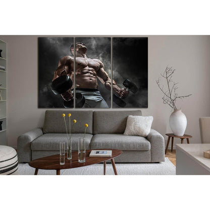 Bodybuilding Man With Dumbbells №SL899 Ready to Hang Canvas Print - Zellart Canvas Prints 0new, ALL_Products, Sports & Motivation