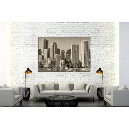 Boston skyline from the sea №2204 Ready to Hang Canvas Print - Zellart Canvas Prints ALL_Products, s-2204