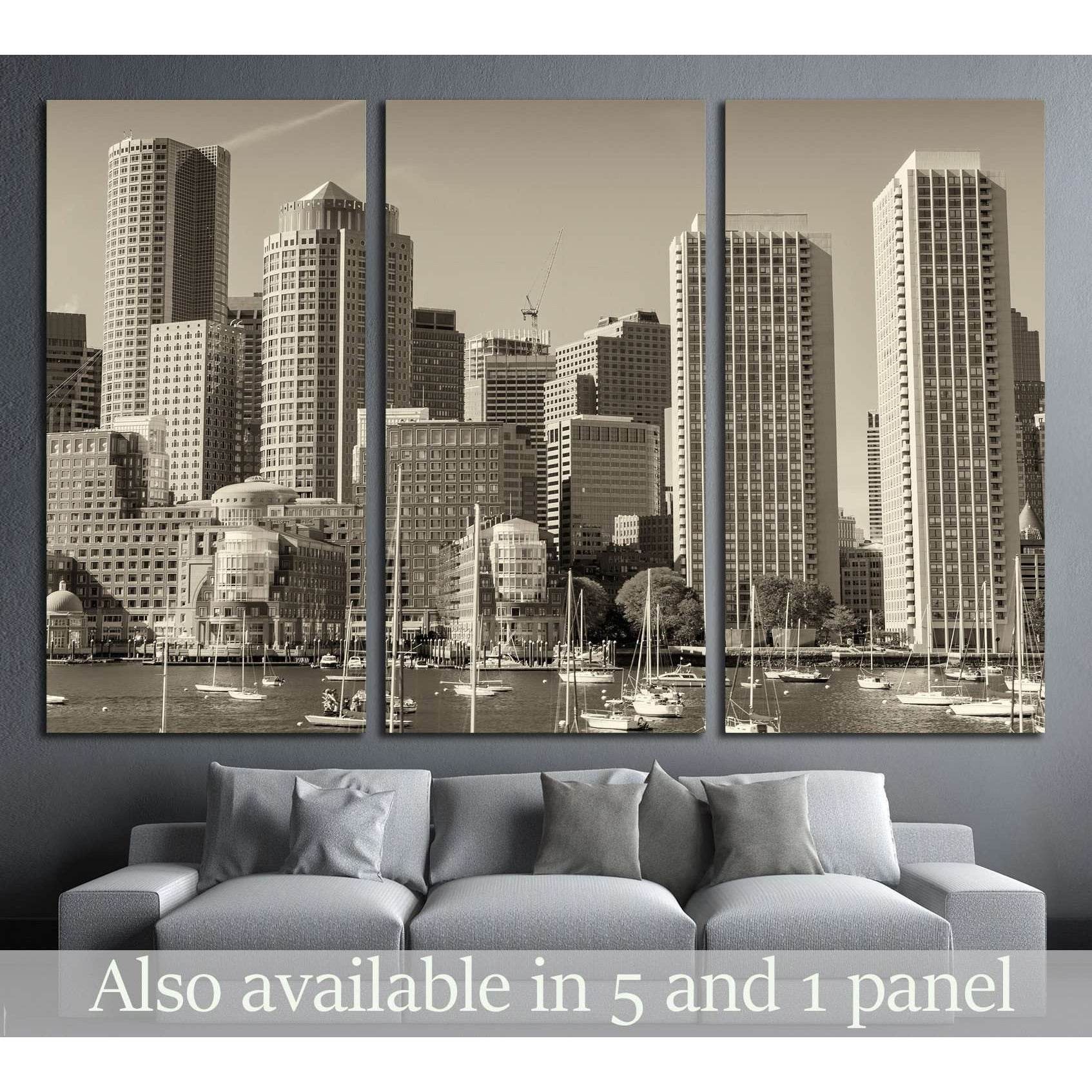 Boston skyline from the sea №2204 Ready to Hang Canvas Print - Zellart Canvas Prints ALL_Products, s-2204