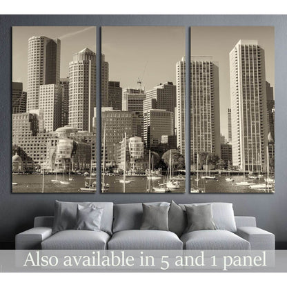 Boston skyline from the sea №2204 Ready to Hang Canvas Print - Zellart Canvas Prints ALL_Products, s-2204