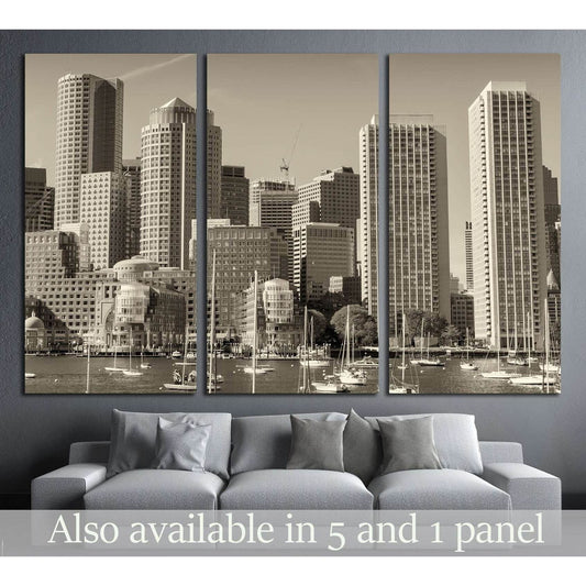 Boston skyline from the sea №2204 Ready to Hang Canvas Print - Zellart Canvas Prints ALL_Products, s-2204