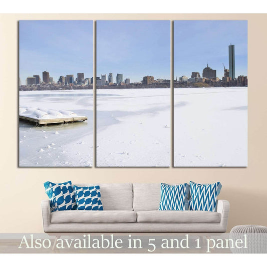 boston skyline in the winter №1127 Ready to Hang Canvas Print - Zellart Canvas Prints ALL_Products, s-11