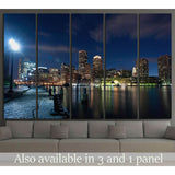 Boston's waterfront area at night №1140 Ready to Hang Canvas Print