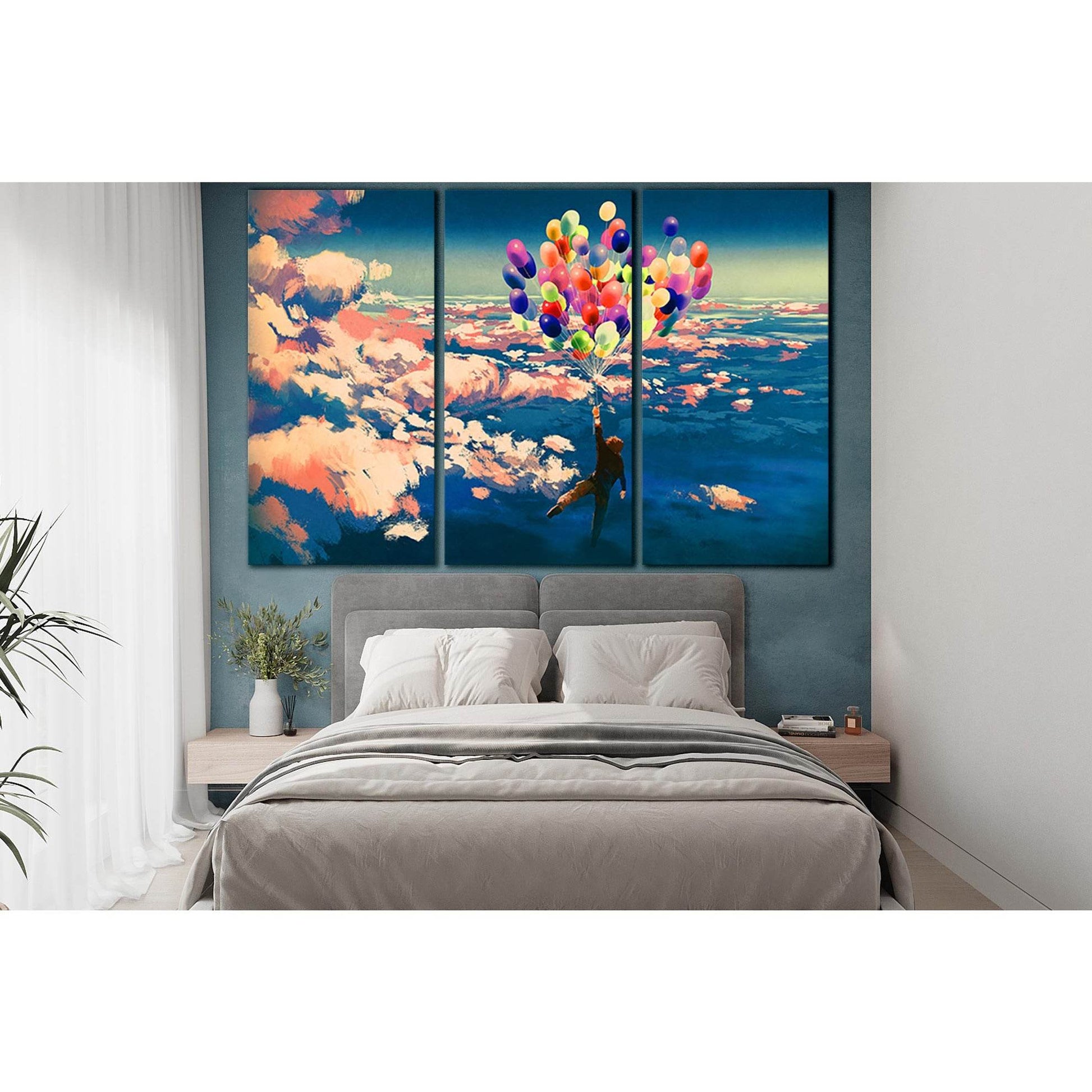 Boy With Colorful Air Balloons №SL1259 Ready to Hang Canvas Print - Zellart Canvas Prints 0new, ALL_Products, Fantasy And Sci Fi Wall Art