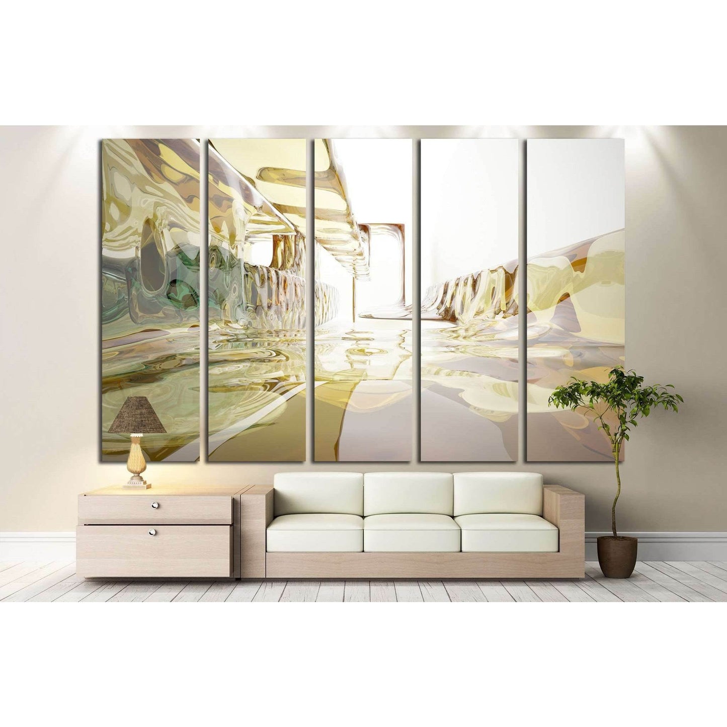 brawn, yellow and blue glass smoth wave objects №1609 Ready to Hang Canvas Print - Zellart Canvas Prints ALL_Products, s-1609