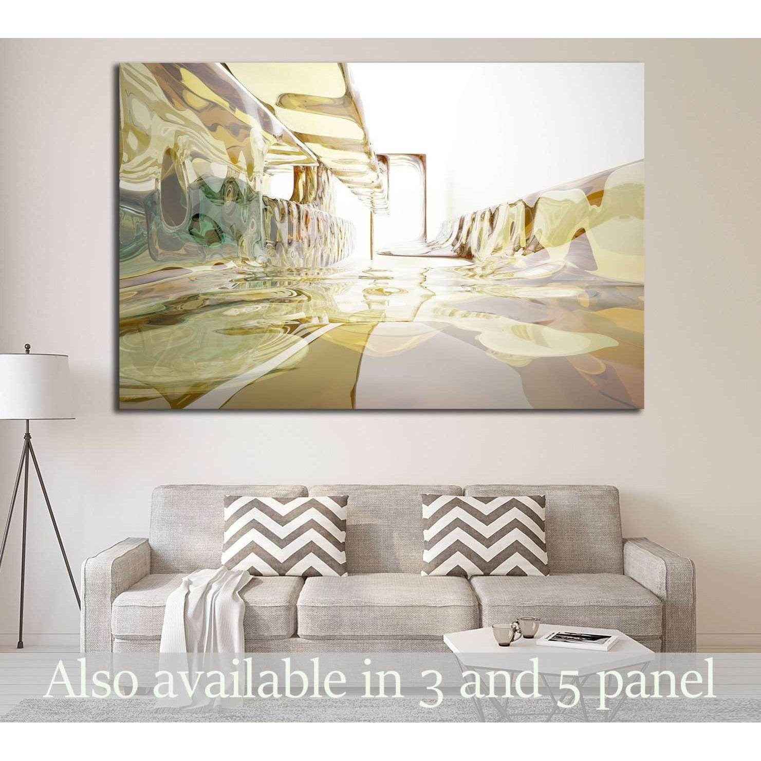 brawn, yellow and blue glass smoth wave objects №1609 Ready to Hang Canvas Print - Zellart Canvas Prints ALL_Products, s-1609