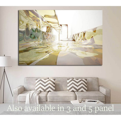 brawn, yellow and blue glass smoth wave objects №1609 Ready to Hang Canvas Print - Zellart Canvas Prints ALL_Products, s-1609