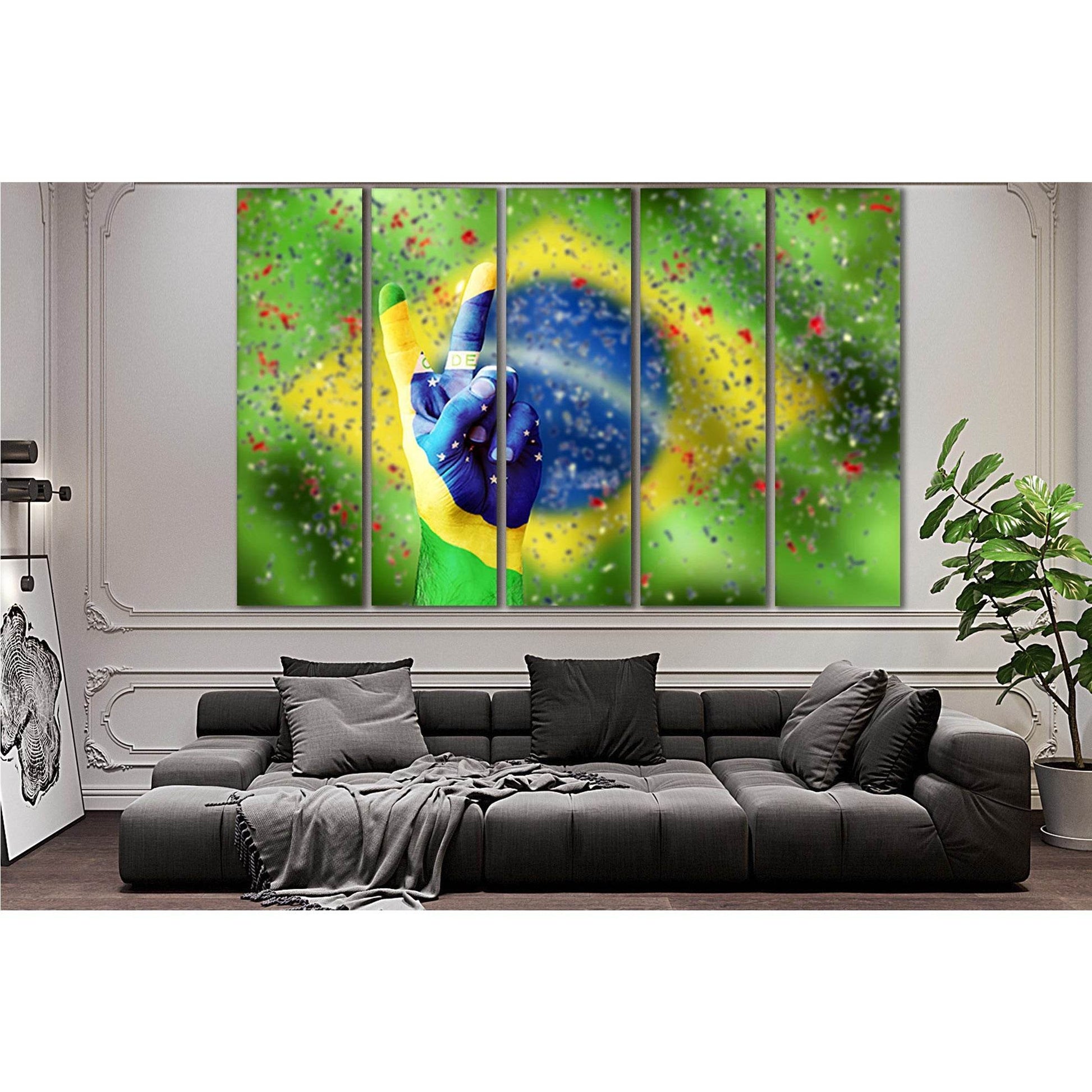 Brazil Flag On Hand №SL1167 Ready to Hang Canvas Print - Zellart Canvas Prints 0new, ALL_Products, Flags