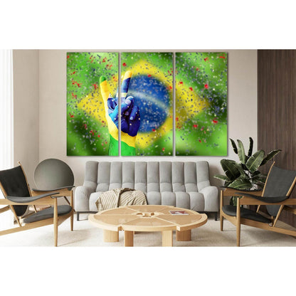 Brazil Flag On Hand №SL1167 Ready to Hang Canvas Print - Zellart Canvas Prints 0new, ALL_Products, Flags