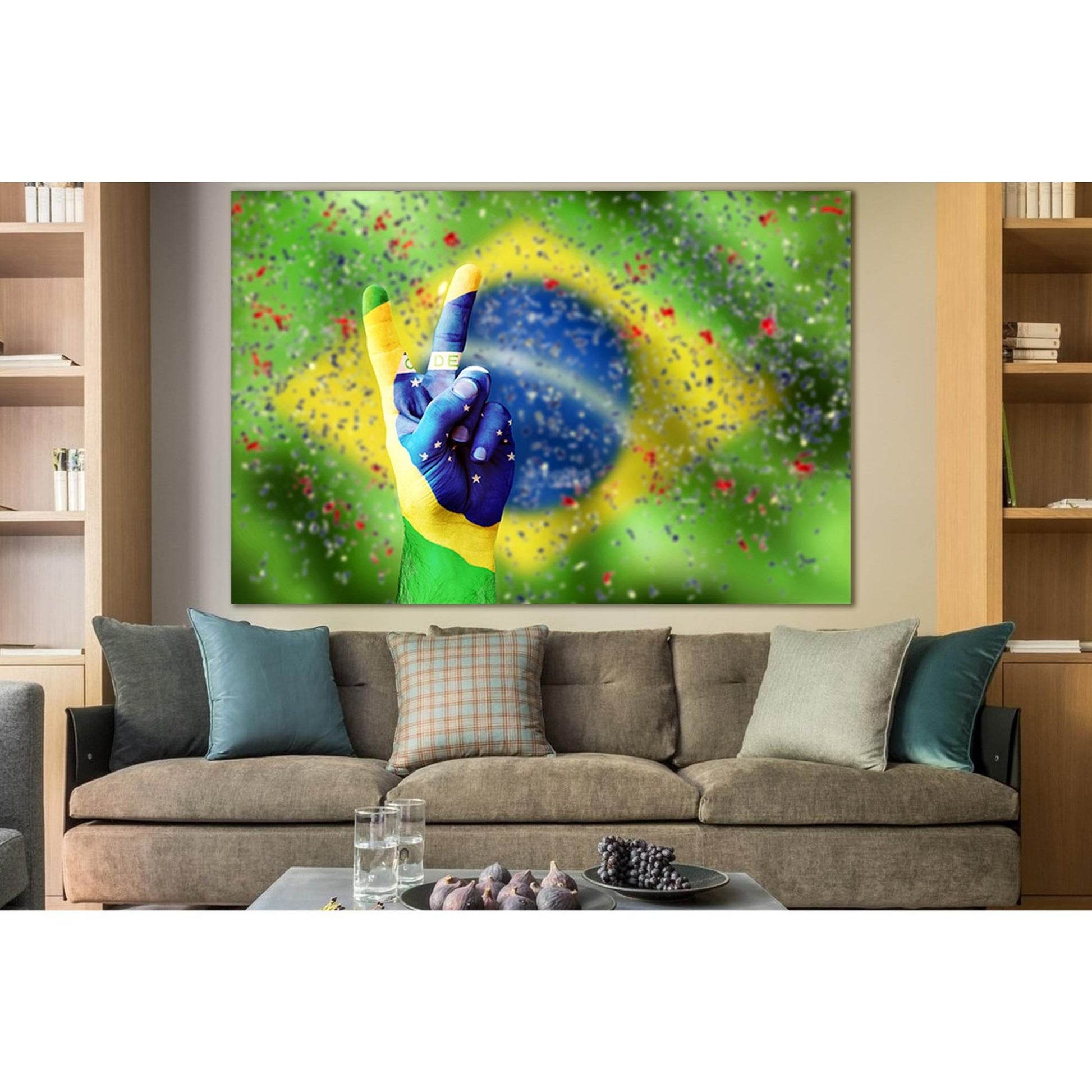 Brazil Flag On Hand №SL1167 Ready to Hang Canvas Print - Zellart Canvas Prints 0new, ALL_Products, Flags