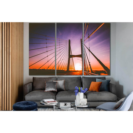 Bridge At Sunset №SL1139 Ready to Hang Canvas Print - Zellart Canvas Prints 0new, ALL_Products, Bridges Wall Art