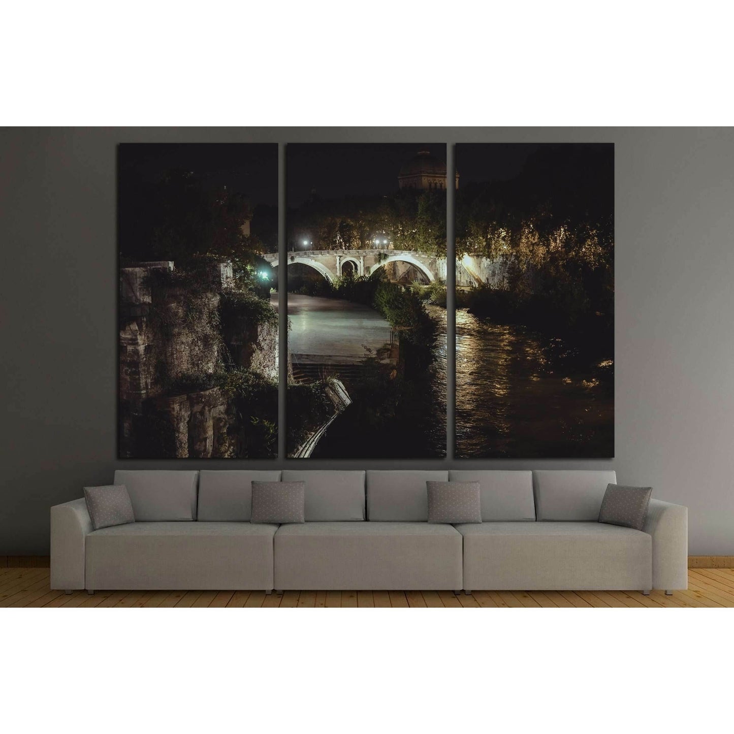 bridge in historical center of Rome, Italy from top of the hill at night circa №2966 Ready to Hang Canvas PrintCanvas art arrives ready to hang, with hanging accessories included and no additional framing required. Every canvas print is hand-crafted, made