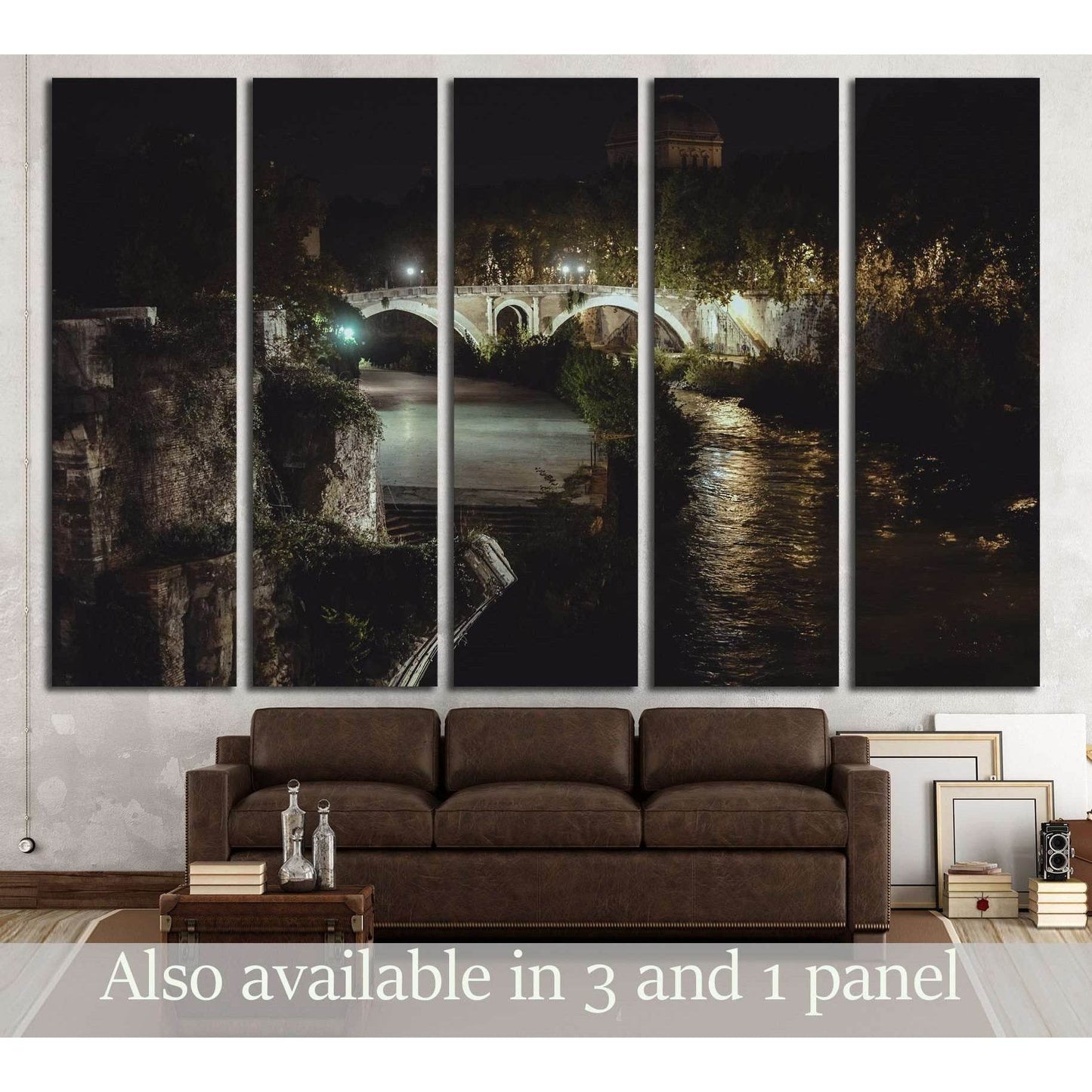 bridge in historical center of Rome, Italy from top of the hill at night circa №2966 Ready to Hang Canvas PrintCanvas art arrives ready to hang, with hanging accessories included and no additional framing required. Every canvas print is hand-crafted, made