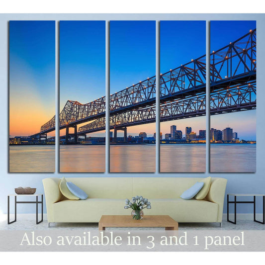 Bridge on the Mississippi river and downtown New Orleans Louisiana №1728 Ready to Hang Canvas Print - Zellart Canvas Prints ALL_Products, s-1728