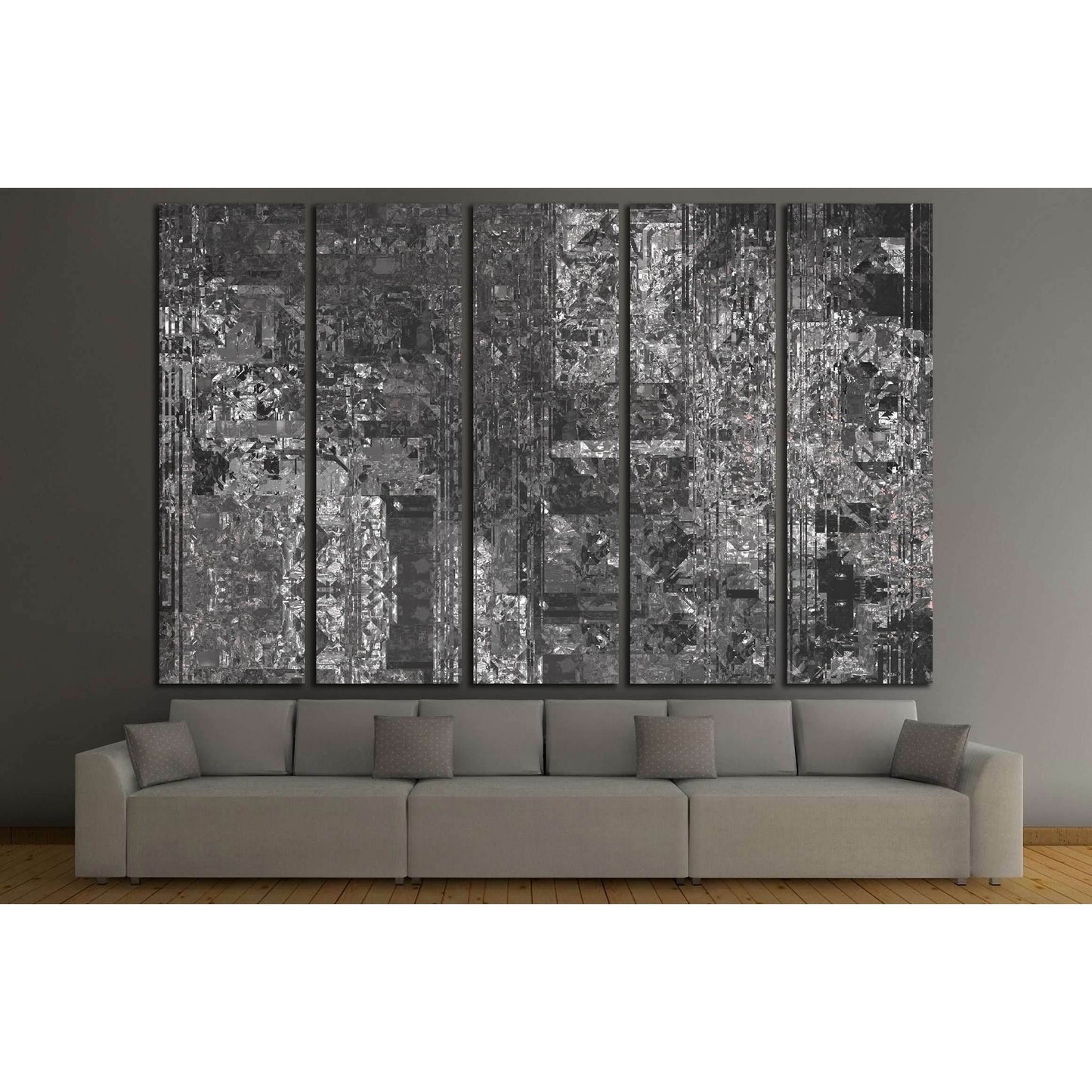 Bright abstract mosaic grey background with gloss №3229 Ready to Hang Canvas Print - Zellart Canvas Prints ALL_Products, s-3229