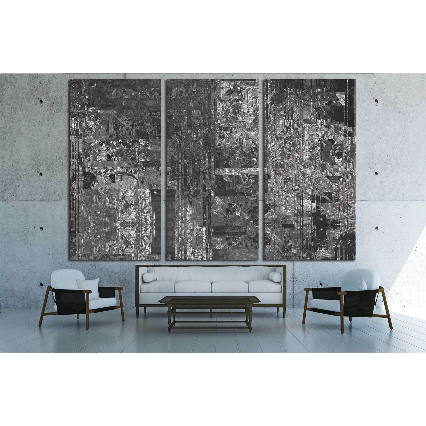 Bright abstract mosaic grey background with gloss №3229 Ready to Hang Canvas Print - Zellart Canvas Prints ALL_Products, s-3229