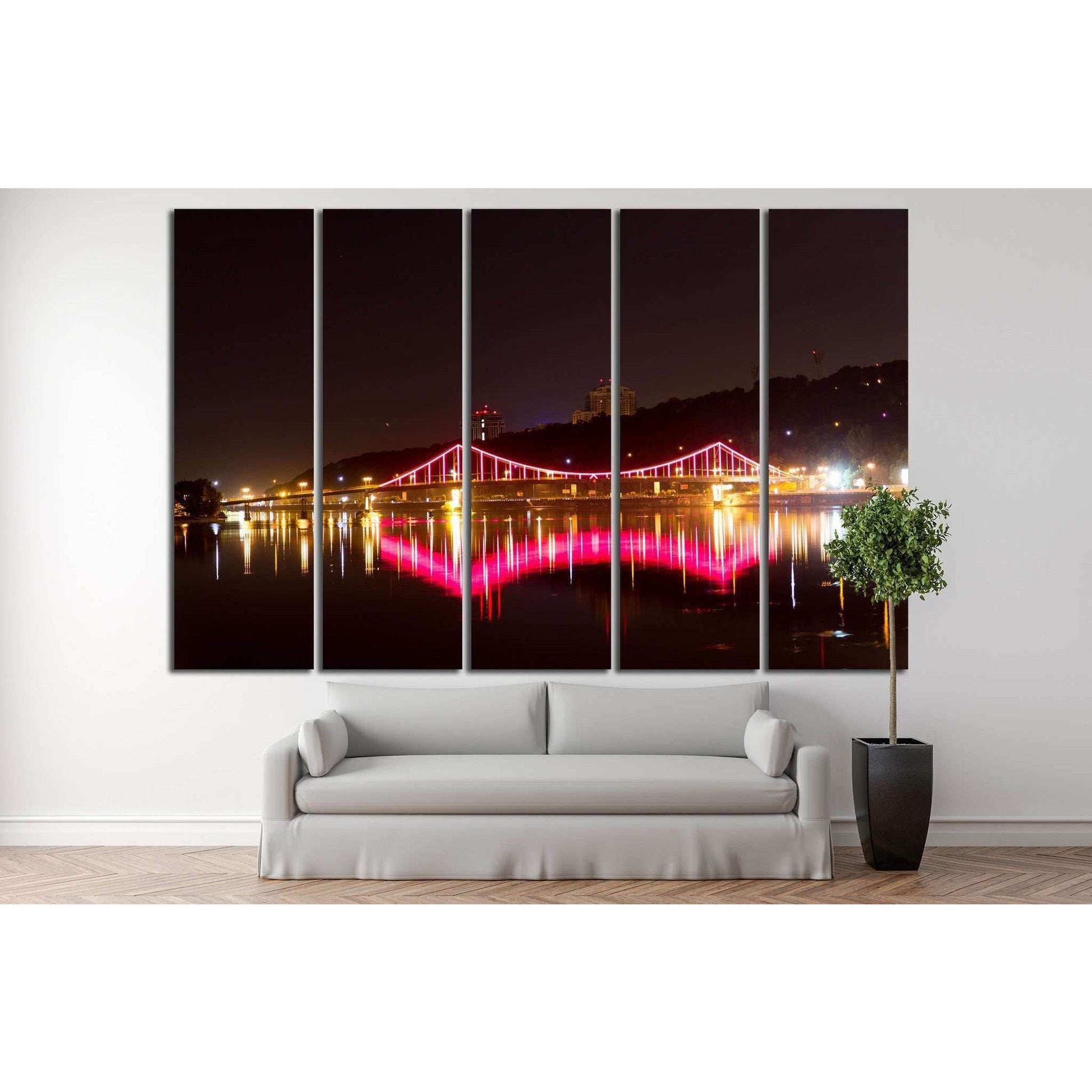 Bright bridge over the river, Ukraine №814 Ready to Hang Canvas Print - Zellart Canvas Prints ALL_Products, s-814