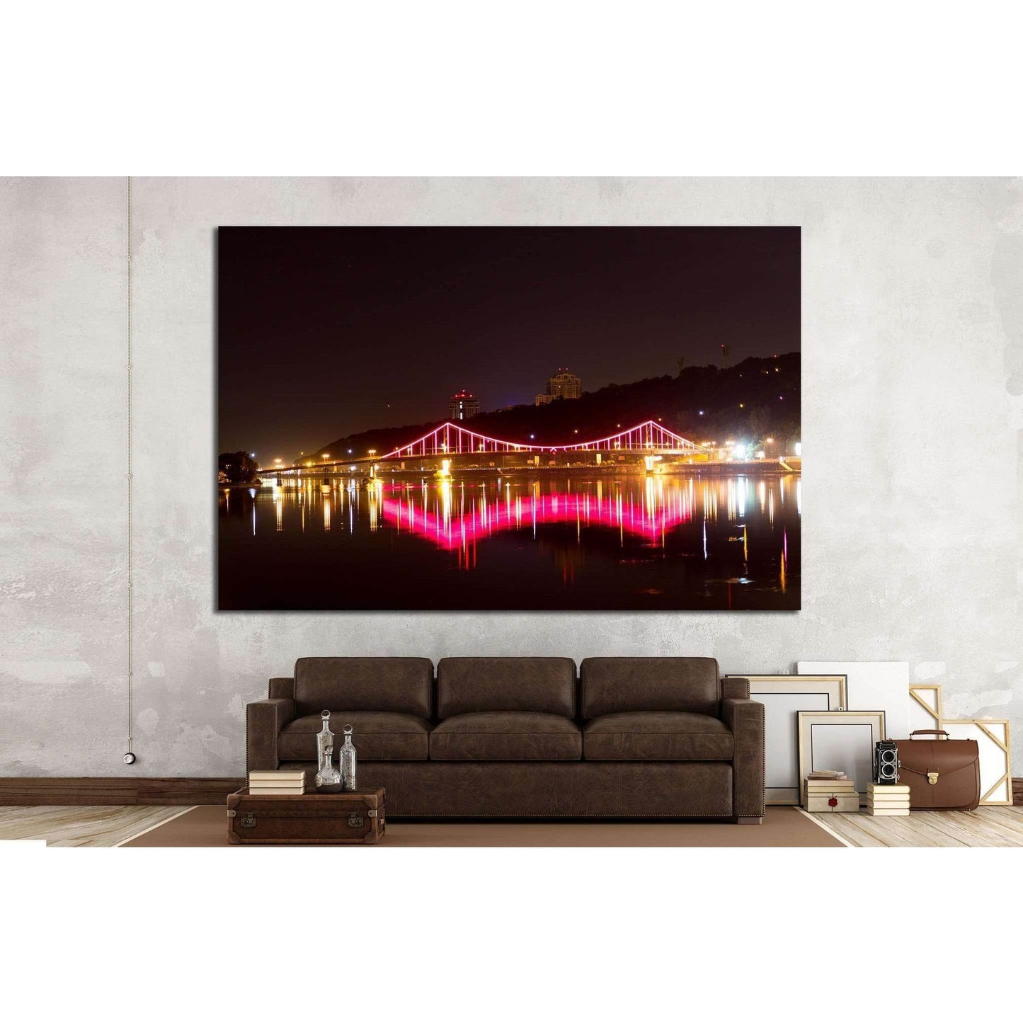 Bright bridge over the river, Ukraine №814 Ready to Hang Canvas Print - Zellart Canvas Prints ALL_Products, s-814
