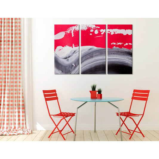 Bright Crimson And Gray Abstract №04124 Ready to Hang Canvas Print - Zellart Canvas Prints ALL_Products