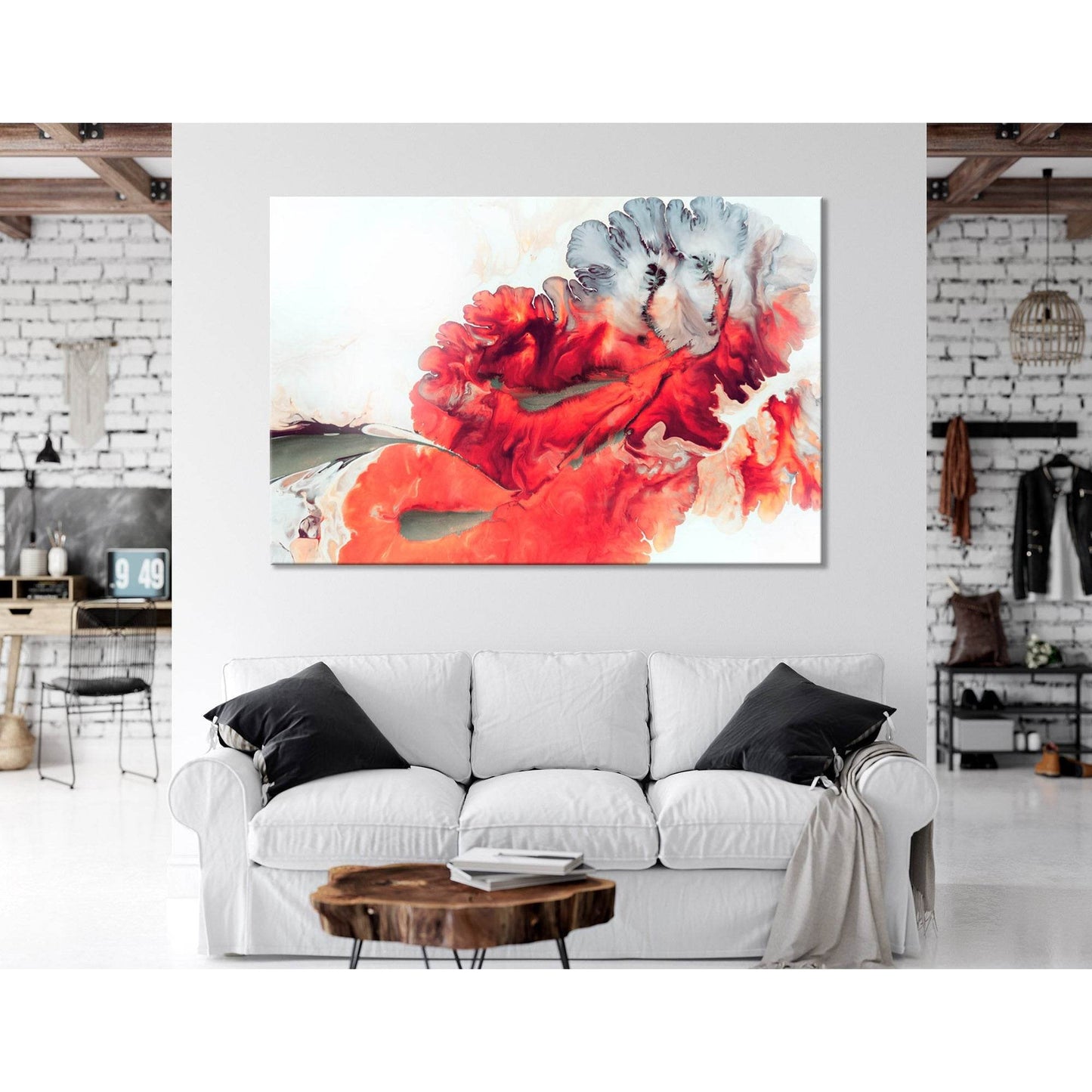 Bright Red Abstract №04385 Ready to Hang Canvas Print - Zellart Canvas Prints ALL_Products