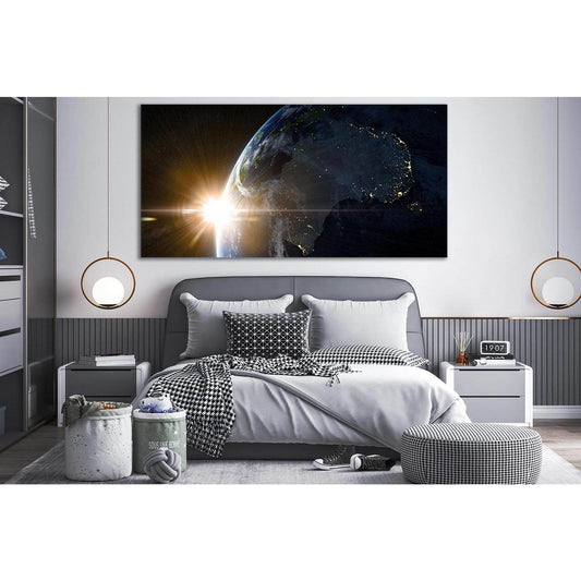 Bright Sunrise Over Planet Earth №SL438 Ready to Hang Canvas Print - Zellart Canvas Prints 0new, ALL_Products, Astronomy & Space Canvas Wall Art