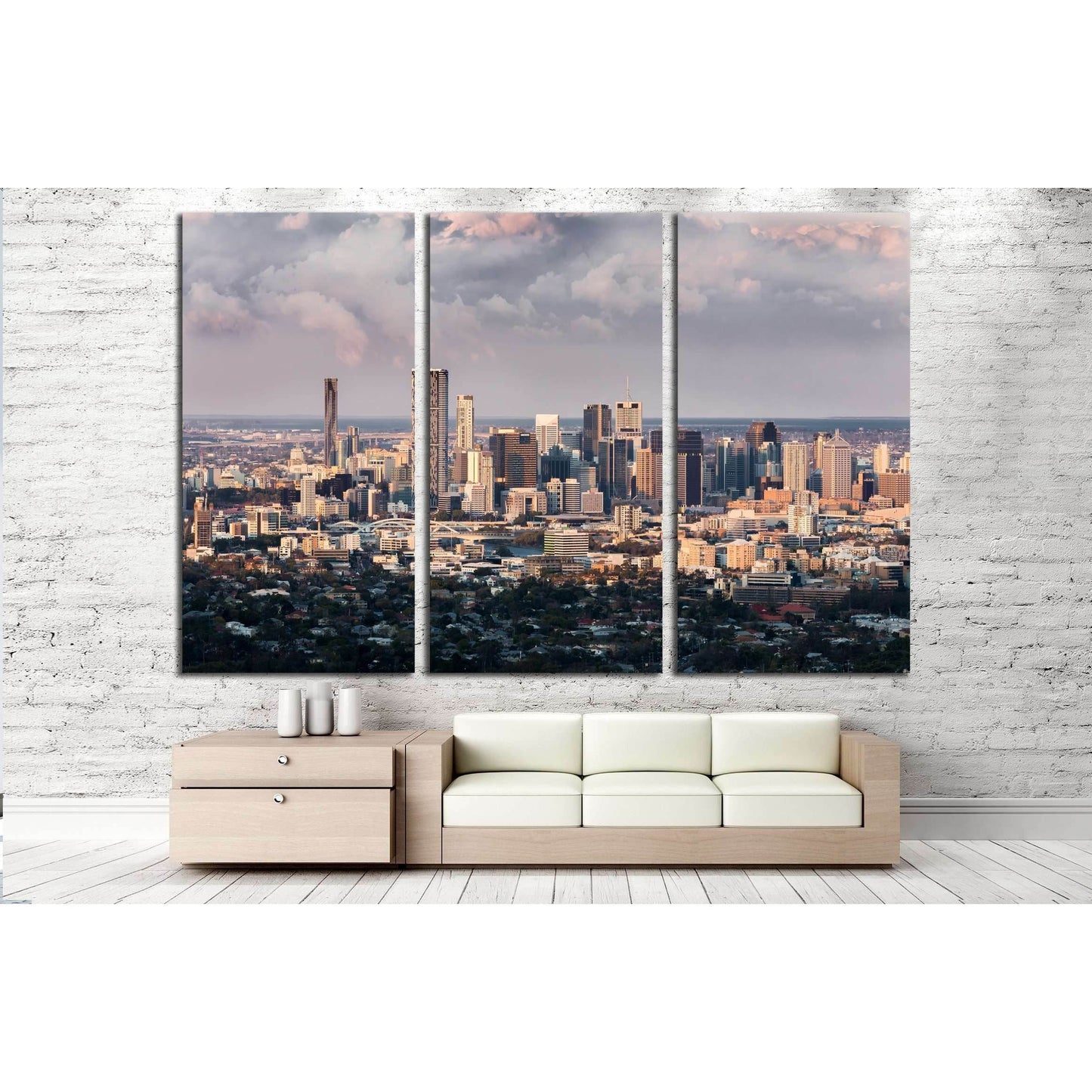 Brisbane City Landscape №2986 Ready to Hang Canvas Print - Zellart Canvas Prints ALL_Products, s-2986