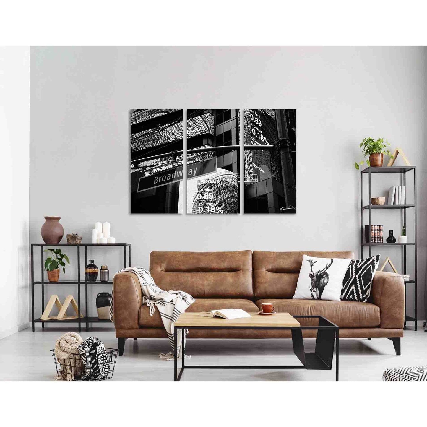 Broadway street №D2821 Ready to Hang Canvas Print - Zellart Canvas Prints 0new, ALL_Products, Black & White Wall Art