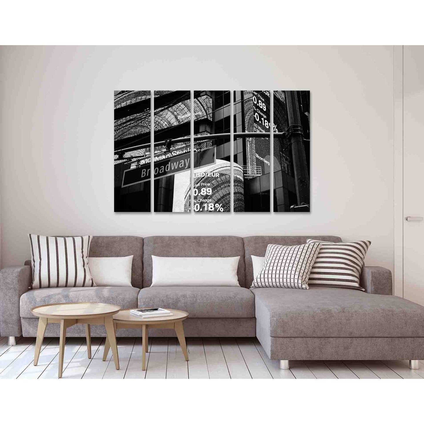 Broadway street №D2821 Ready to Hang Canvas Print - Zellart Canvas Prints 0new, ALL_Products, Black & White Wall Art