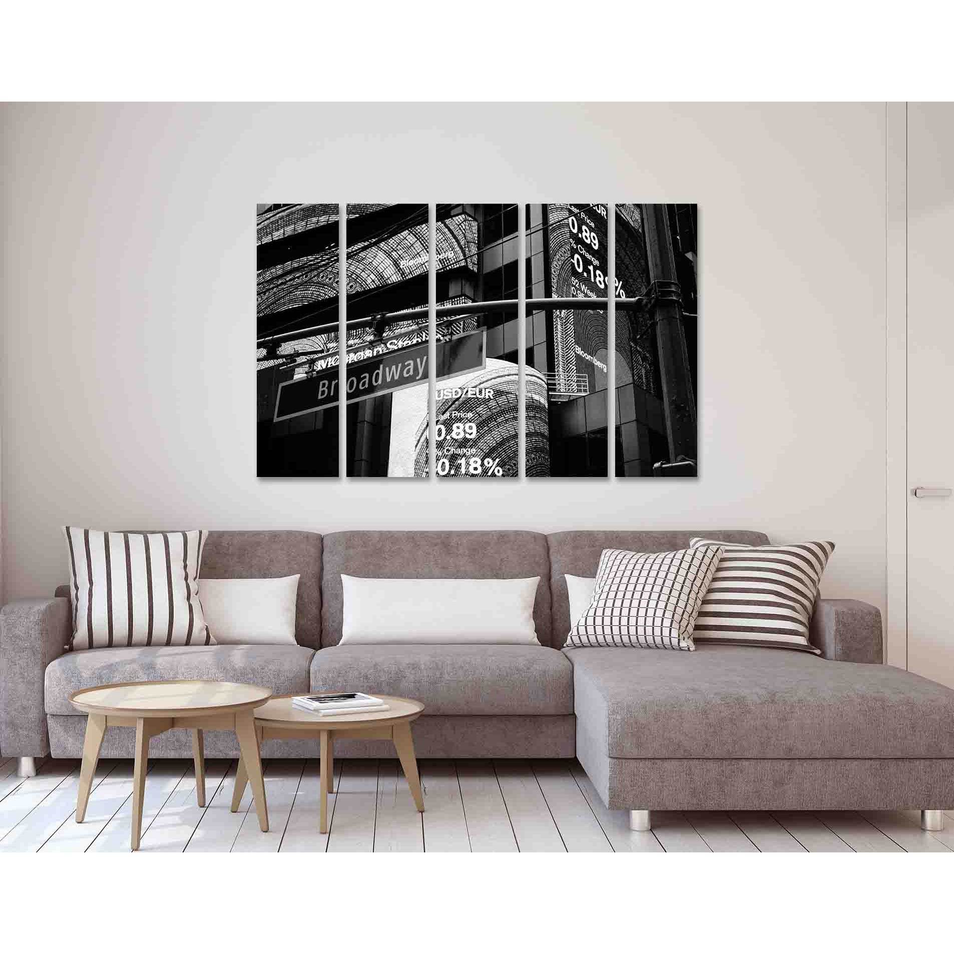 Broadway street №D2821 Ready to Hang Canvas Print - Zellart Canvas Prints 0new, ALL_Products, Black & White Wall Art
