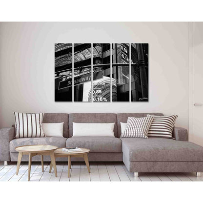 Broadway street №D2821 Ready to Hang Canvas Print - Zellart Canvas Prints 0new, ALL_Products, Black & White Wall Art