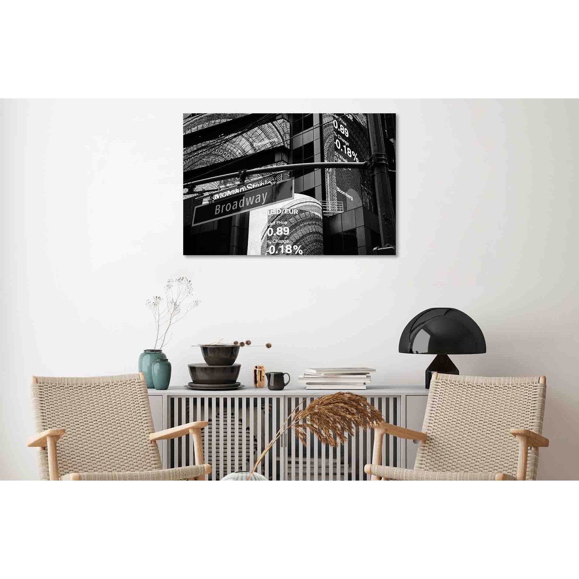 Broadway street №D2821 Ready to Hang Canvas Print - Zellart Canvas Prints 0new, ALL_Products, Black & White Wall Art