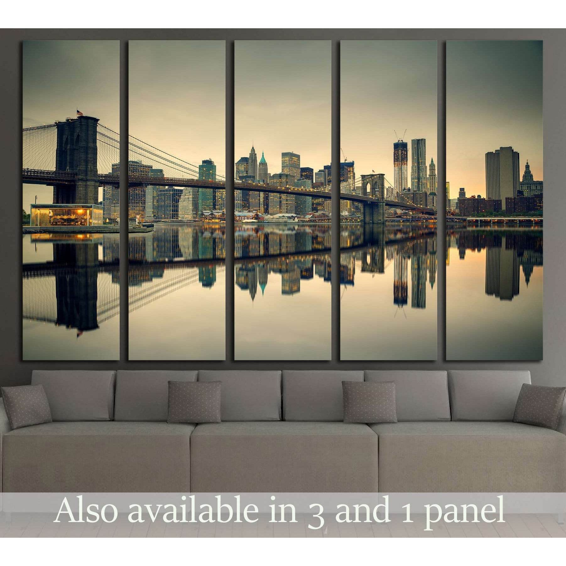 Brooklyn bridge and Manhattan at dusk, New York City №2900 Ready to Hang Canvas PrintCanvas art arrives ready to hang, with hanging accessories included and no additional framing required. Every canvas print is hand-crafted, made on-demand at our workshop