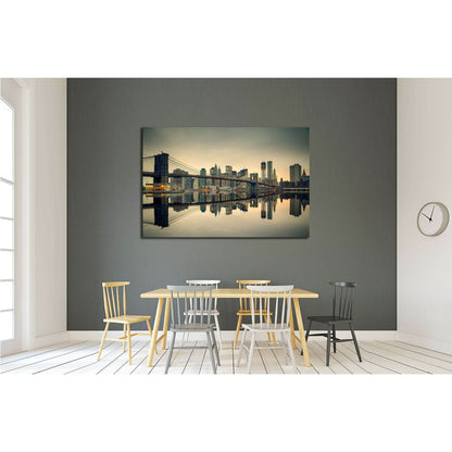 Brooklyn bridge and Manhattan at dusk, New York City №2900 Ready to Hang Canvas Print - Zellart Canvas Prints 0_NY_ART, ALL_Products, s-2900