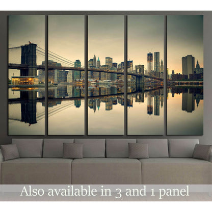 Brooklyn bridge and Manhattan at dusk, New York City №2900 Ready to Hang Canvas Print - Zellart Canvas Prints 0_NY_ART, ALL_Products, s-2900